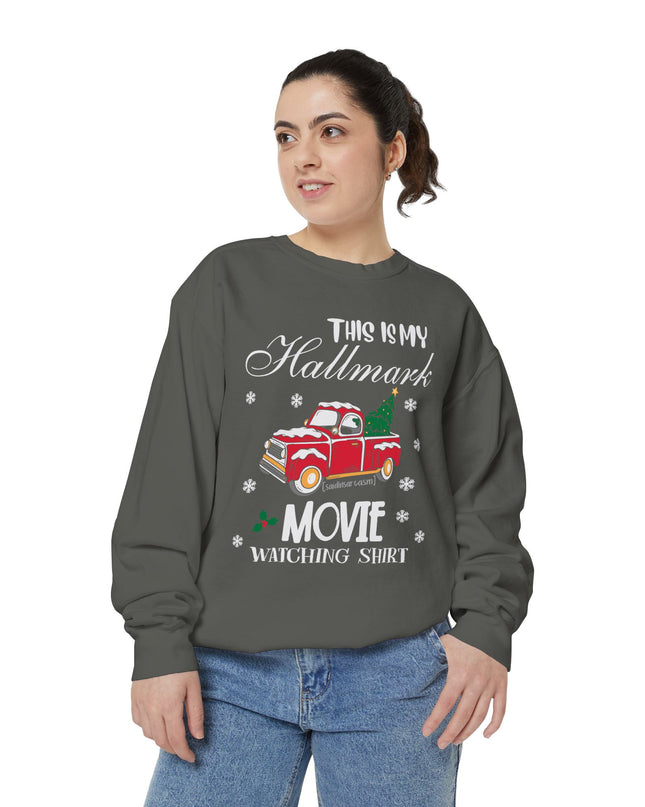 Christmas Movie Watching Sweatshirt — "This Is My Hallmark Movie Watching Shirt" Vintage Truck Holiday Sweater