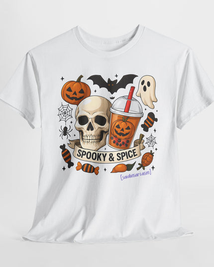 'Spooky & Spice' Halloween Pumpkin Skull T-Shirt
