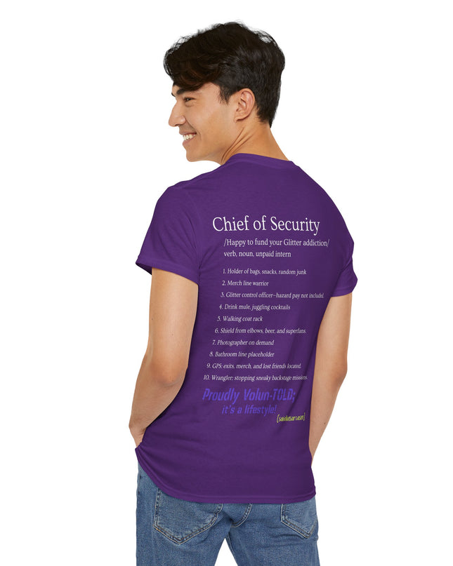 'Chief of Security' Unisex Tee - Funny Gift for Husband, Great for Father's Day, Casual Tee, Couples Apparel, Everyday Wear