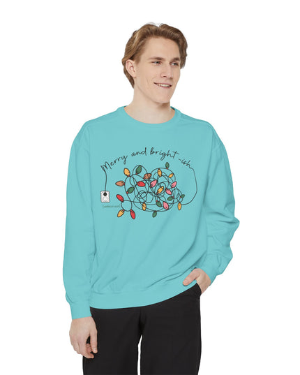 Holiday Lights Sweatshirt — “Merry and Bright-ish” Cozy Christmas Crewneck