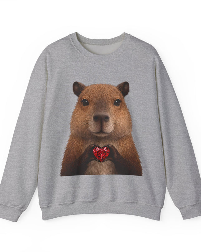 Capybara Holding Red Gem Sweatshirt — Unbothered & Valuable Crewneck