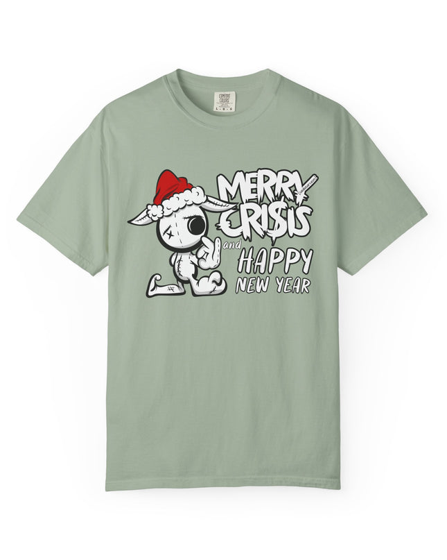 Christmas Crisis Graphic T-Shirt — 'Merry Crisis Happy New Year' Cute Santa Bear Tee
