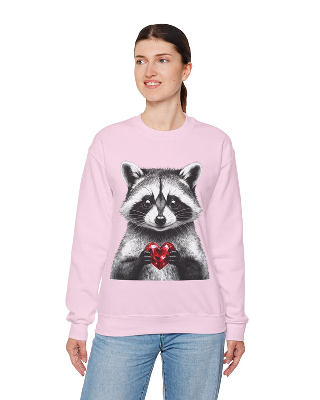 Raccoon with Red Gem Sweatshirt — Resourceful, Resilient & Worth It