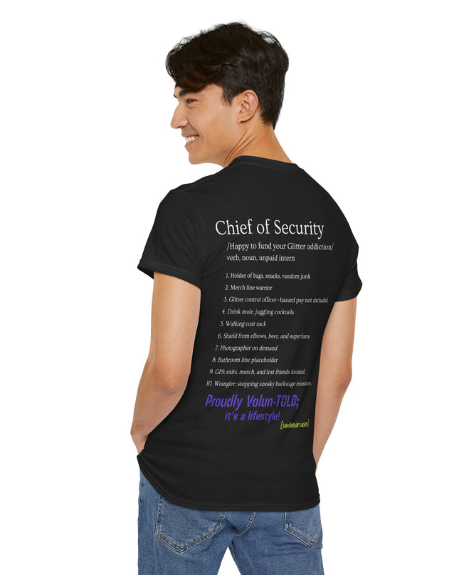 'Chief of Security' Unisex Tee - Funny Gift for Husband, Great for Father's Day, Casual Tee, Couples Apparel, Everyday Wear