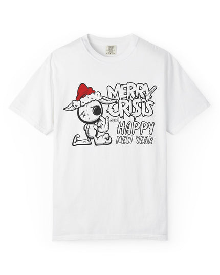 Christmas Crisis Graphic T-Shirt — 'Merry Crisis Happy New Year' Cute Santa Bear Tee