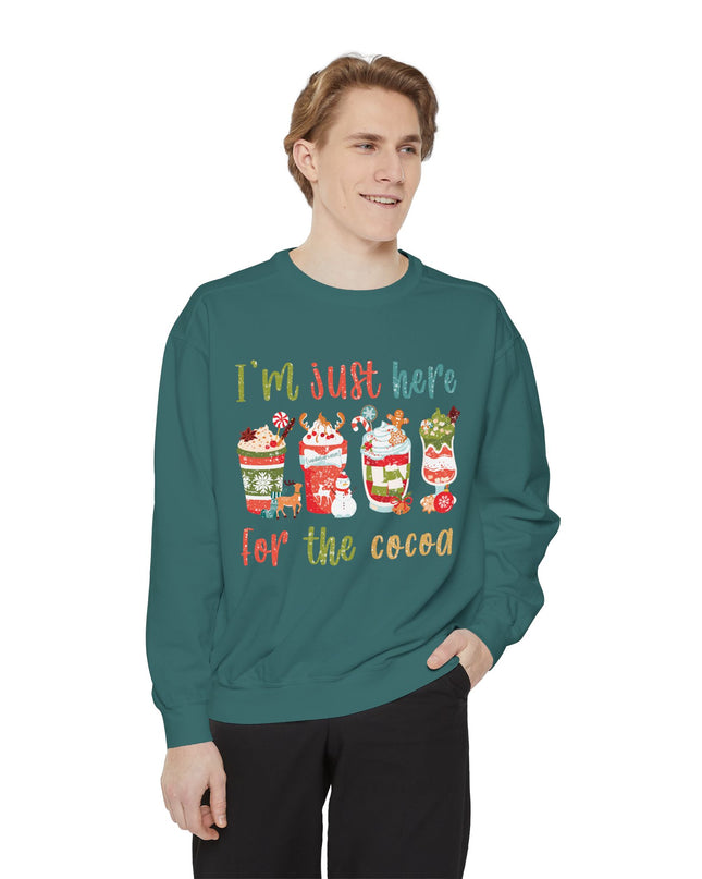 Holiday Sweatshirt - "I'm Just Here for the Cocoa" Christmas Cocoa Crewneck