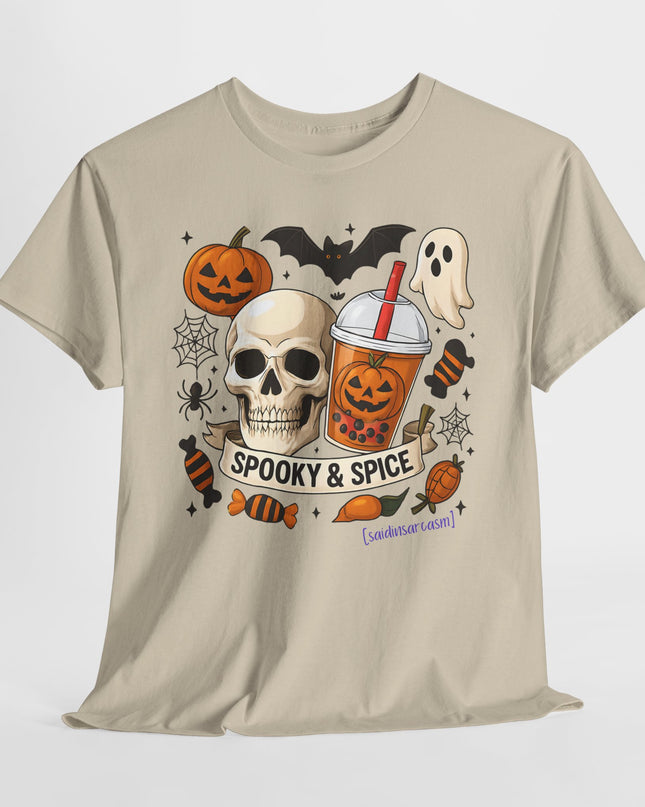'Spooky & Spice' Halloween Pumpkin Skull T-Shirt