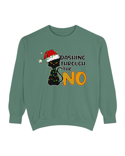 'Dashing Through The No' - Cat Christmas Sweat Shirt