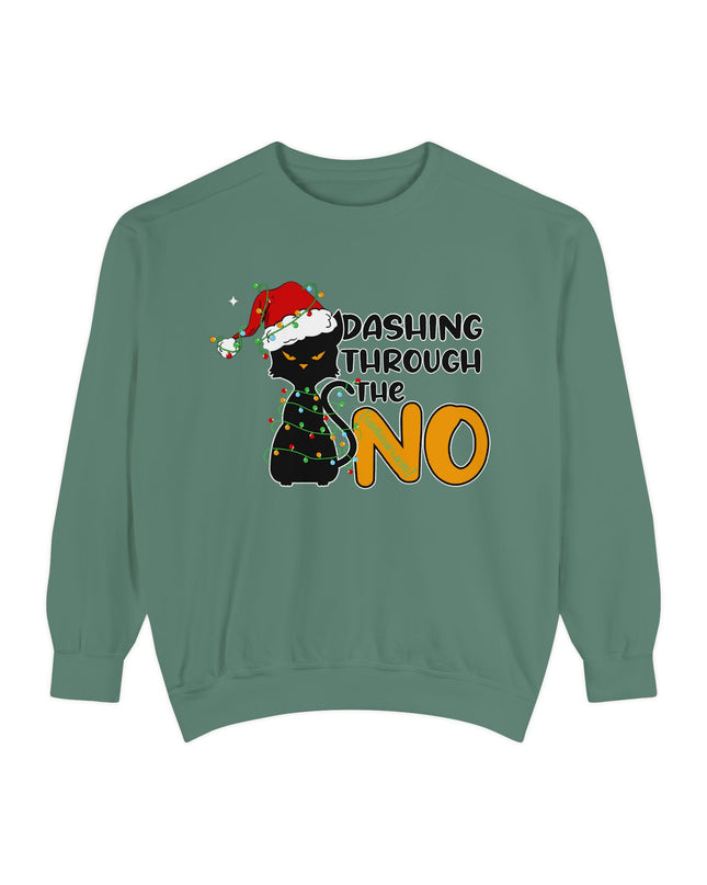 'Dashing Through The No' - Cat Christmas Sweat Shirt