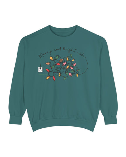 Holiday Lights Sweatshirt — “Merry and Bright-ish” Cozy Christmas Crewneck