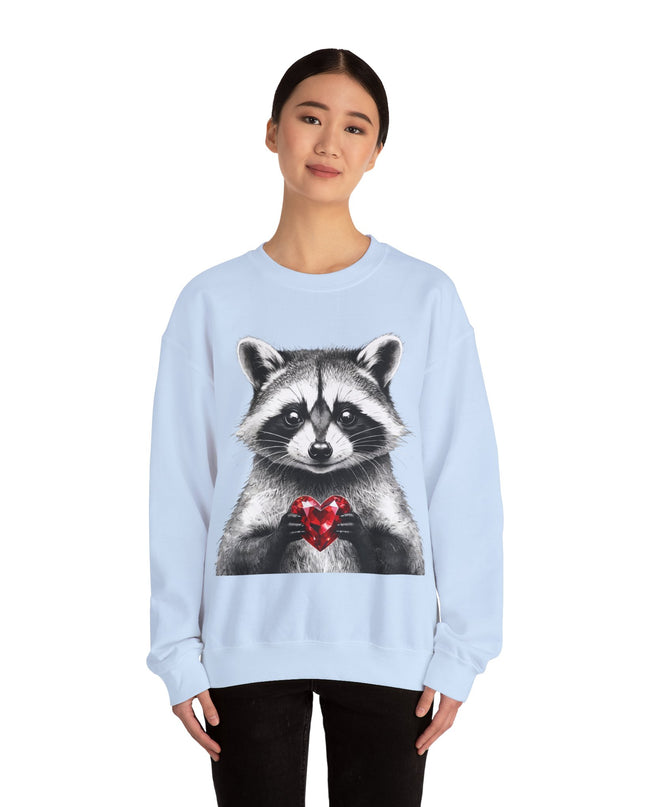 Raccoon with Red Gem Sweatshirt — Resourceful, Resilient & Worth It