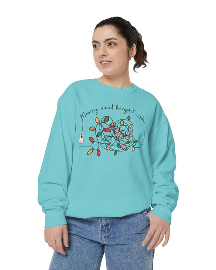Holiday Lights Sweatshirt — “Merry and Bright-ish” Cozy Christmas Crewneck