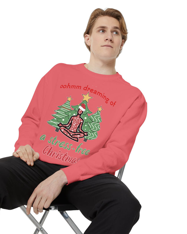 Christmas Yoga Sweatshirt — “Oohmm Dreaming of a Stress-Free Christmas” Cozy Holiday Pullover