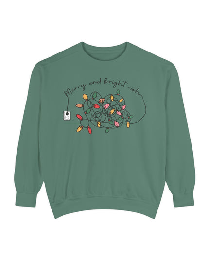Holiday Lights Sweatshirt — “Merry and Bright-ish” Cozy Christmas Crewneck