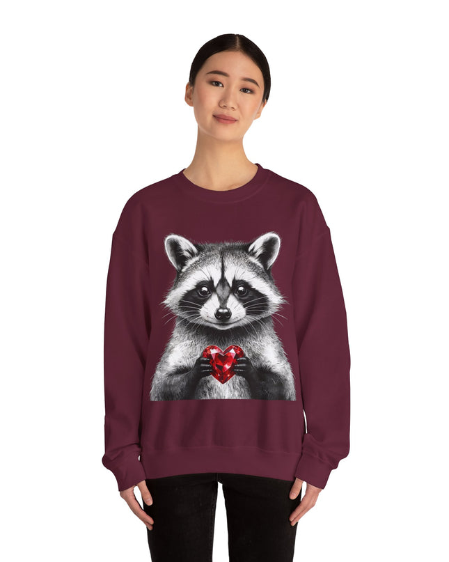 Raccoon with Red Gem Sweatshirt — Resourceful, Resilient & Worth It