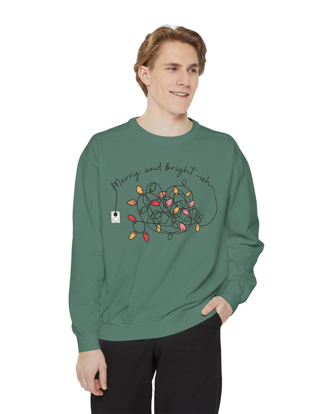 Holiday Lights Sweatshirt — “Merry and Bright-ish” Cozy Christmas Crewneck
