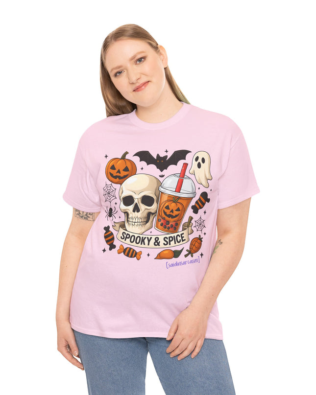 'Spooky & Spice' Halloween Pumpkin Skull T-Shirt