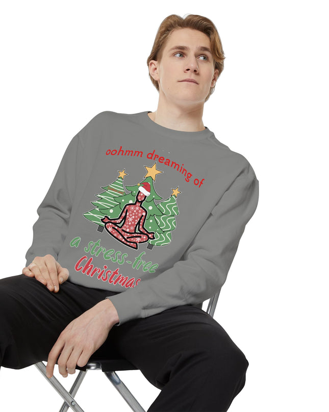 Christmas Yoga Sweatshirt — “Oohmm Dreaming of a Stress-Free Christmas” Cozy Holiday Pullover