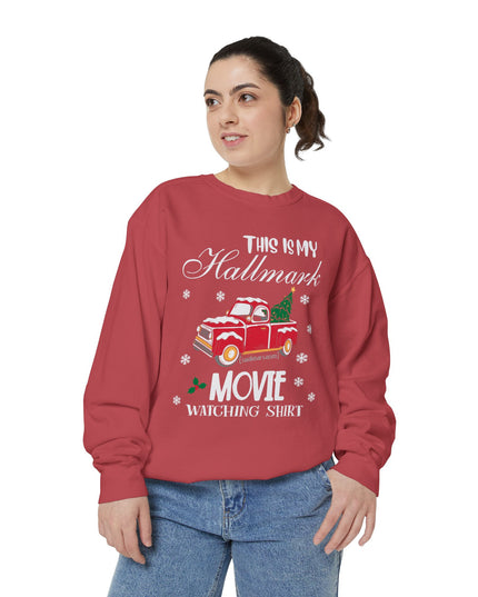 Christmas Movie Watching Sweatshirt — "This Is My Hallmark Movie Watching Shirt" Vintage Truck Holiday Sweater