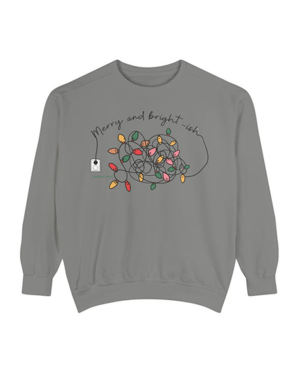 Holiday Lights Sweatshirt — “Merry and Bright-ish” Cozy Christmas Crewneck