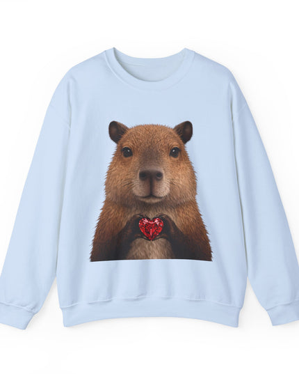 Capybara Holding Red Gem Sweatshirt — Unbothered & Valuable Crewneck