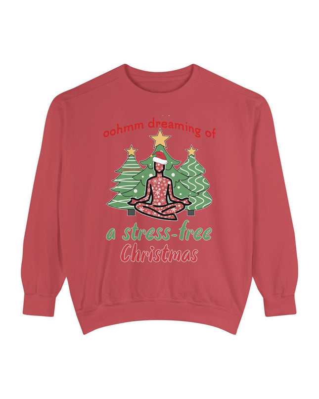 Christmas Yoga Sweatshirt — “Oohmm Dreaming of a Stress-Free Christmas” Cozy Holiday Pullover