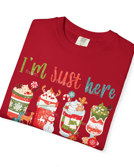 Holiday Cocoa T‑Shirt — "I'm Just Here for the Cocoa" Christmas Hot Chocolate Tee
