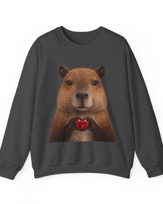Capybara Holding Red Gem Sweatshirt — Unbothered & Valuable Crewneck