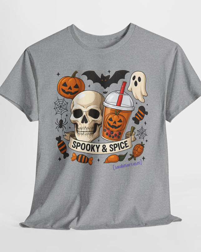 'Spooky & Spice' Halloween Pumpkin Skull T-Shirt