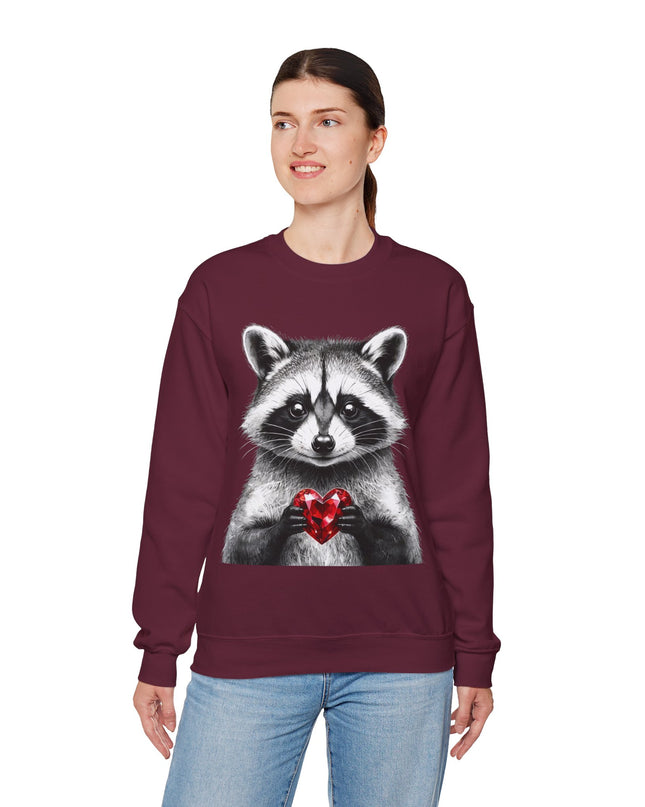 Raccoon with Red Gem Sweatshirt — Resourceful, Resilient & Worth It