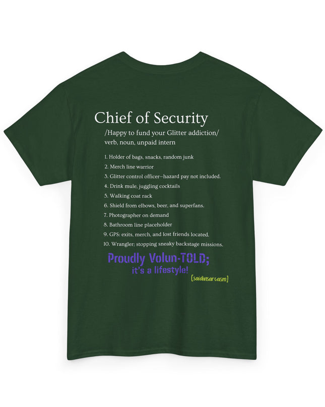 'Chief of Security' Unisex Tee - Funny Gift for Husband, Great for Father's Day, Casual Tee, Couples Apparel, Everyday Wear