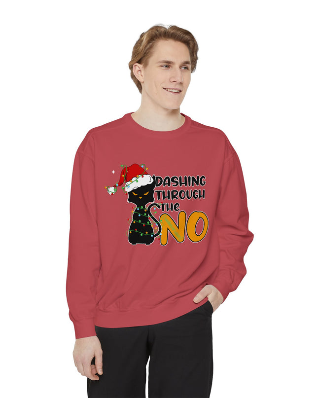 'Dashing Through The No' - Cat Christmas Sweat Shirt