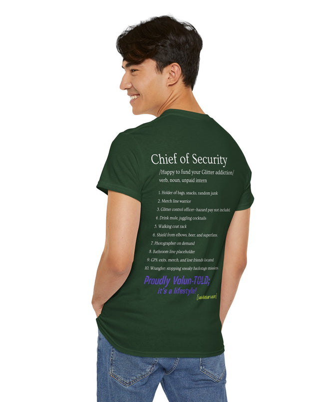 'Chief of Security' Unisex Tee - Funny Gift for Husband, Great for Father's Day, Casual Tee, Couples Apparel, Everyday Wear