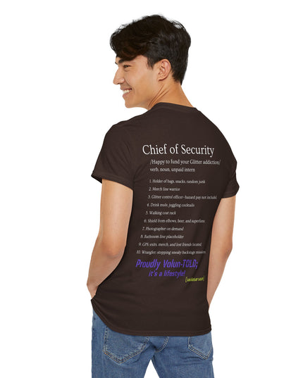'Chief of Security' Unisex Tee - Funny Gift for Husband, Great for Father's Day, Casual Tee, Couples Apparel, Everyday Wear