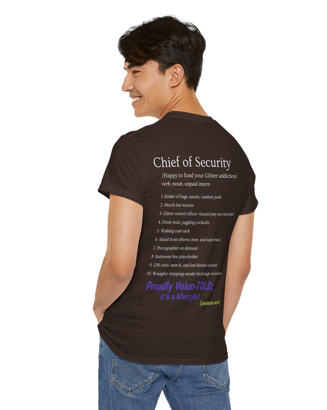 'Chief of Security' Unisex Tee - Funny Gift for Husband, Great for Father's Day, Casual Tee, Couples Apparel, Everyday Wear