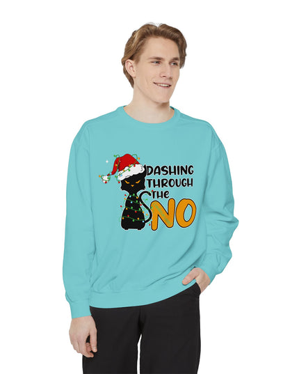 'Dashing Through The No' - Cat Christmas Sweat Shirt