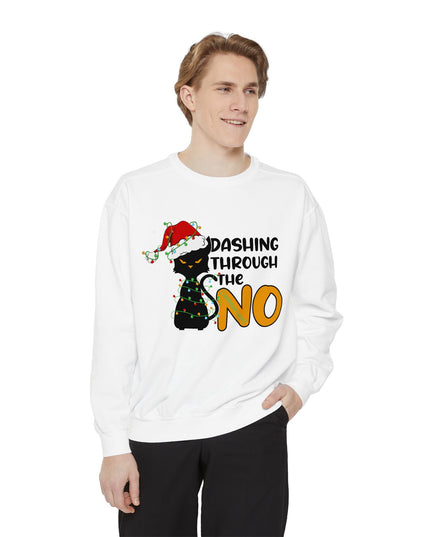 'Dashing Through The No' - Cat Christmas Sweat Shirt