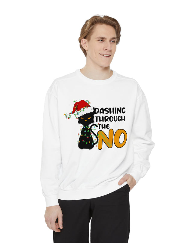'Dashing Through The No' - Cat Christmas Sweat Shirt