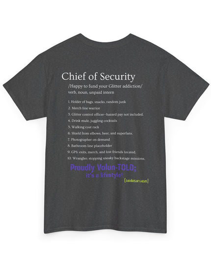 'Chief of Security' Unisex Tee - Funny Gift for Husband, Great for Father's Day, Casual Tee, Couples Apparel, Everyday Wear