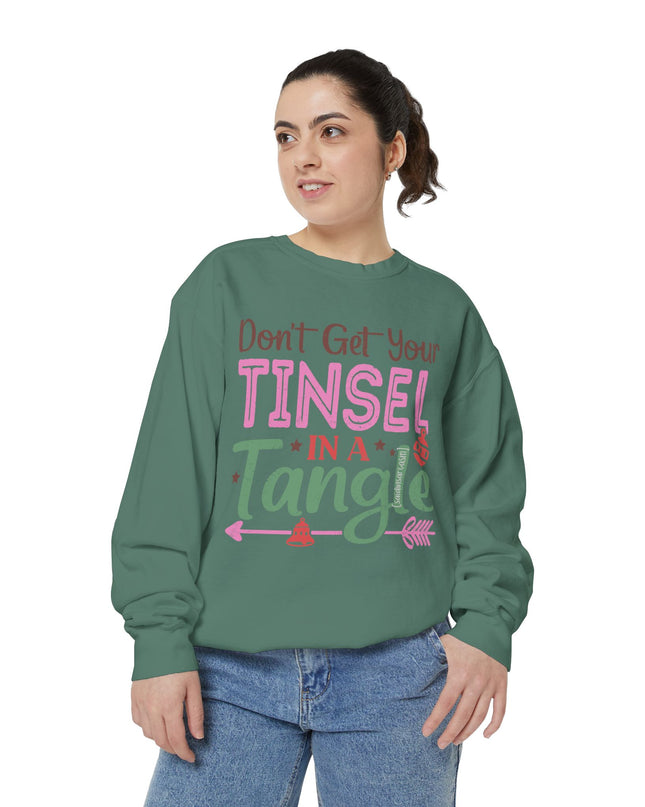 Christmas Sweatshirt — "Don't Get Your Tinsel in a Tangle" Holiday Crewneck