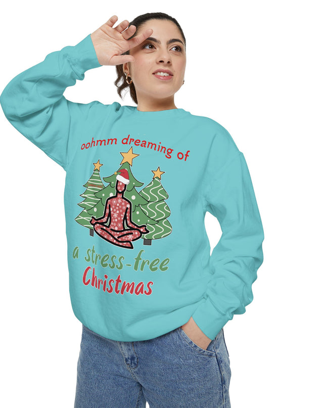 Christmas Yoga Sweatshirt — “Oohmm Dreaming of a Stress-Free Christmas” Cozy Holiday Pullover