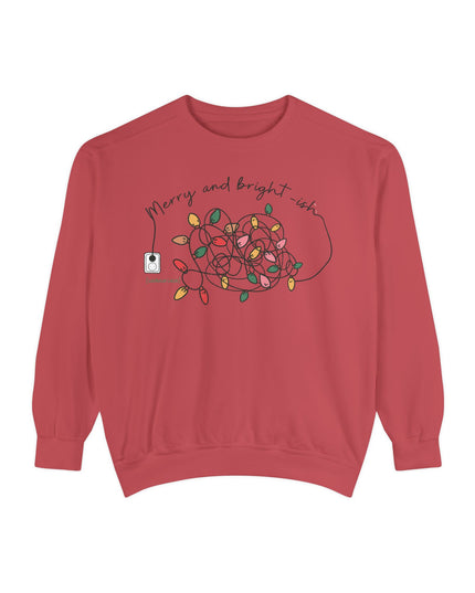 Holiday Lights Sweatshirt — “Merry and Bright-ish” Cozy Christmas Crewneck