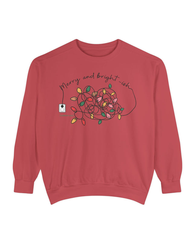 Holiday Lights Sweatshirt — “Merry and Bright-ish” Cozy Christmas Crewneck