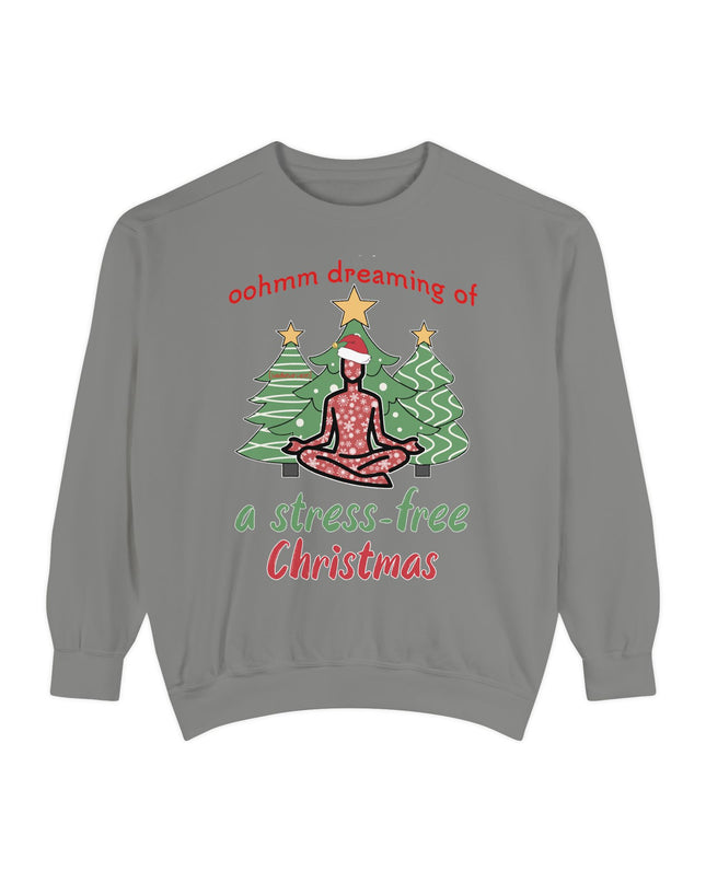 Christmas Yoga Sweatshirt — “Oohmm Dreaming of a Stress-Free Christmas” Cozy Holiday Pullover