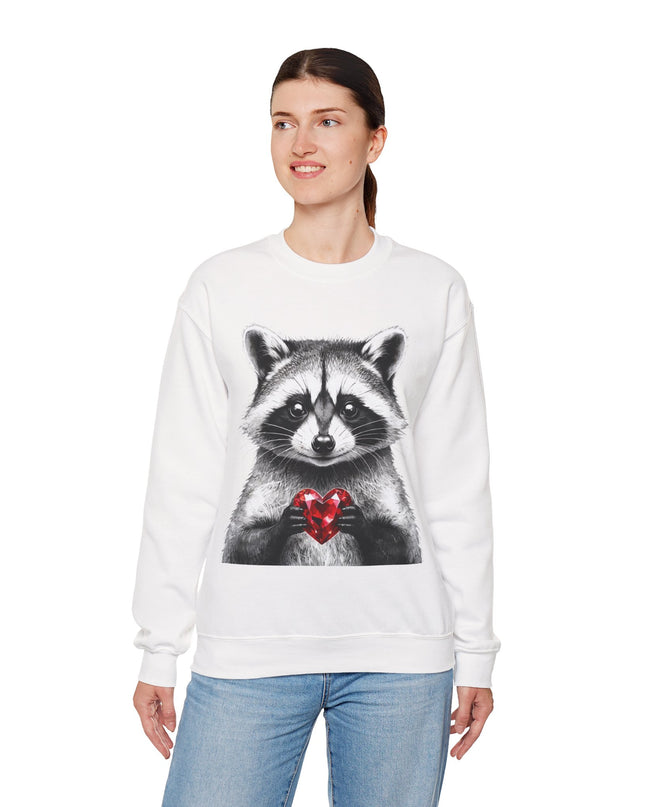 Raccoon with Red Gem Sweatshirt — Resourceful, Resilient & Worth It