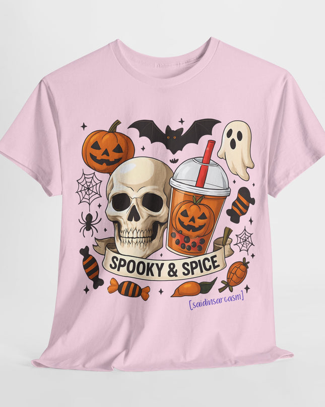 'Spooky & Spice' Halloween Pumpkin Skull T-Shirt