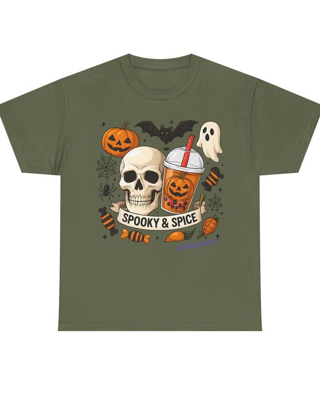 'Spooky & Spice' Halloween Pumpkin Skull T-Shirt