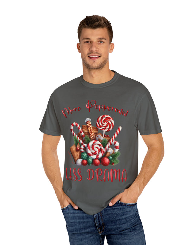 Peppermint Candy Christmas T-Shirt — "More Peppermint, Less Drama" Holiday Tee