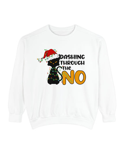 'Dashing Through The No' - Cat Christmas Sweat Shirt