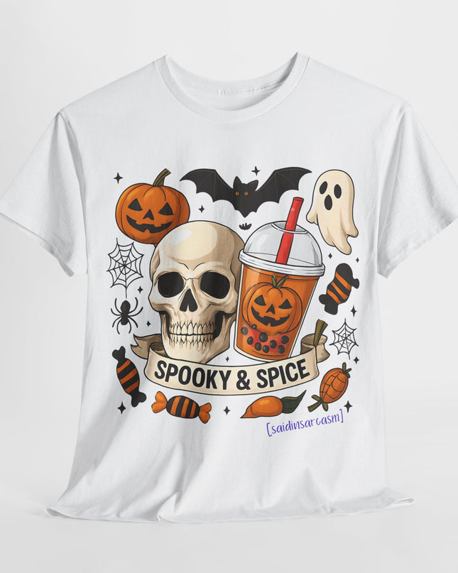 'Spooky & Spice' Halloween Pumpkin Skull T-Shirt